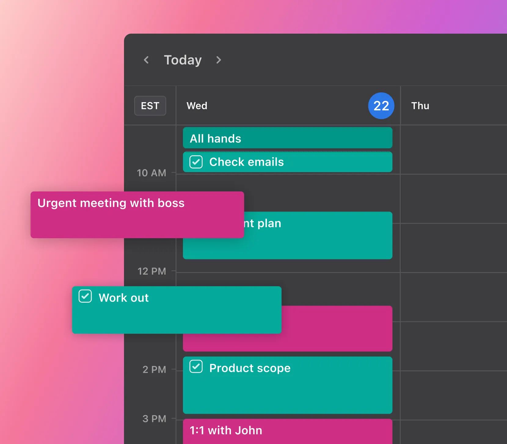 A user-experience interface for Motion, an AI-driven calendar